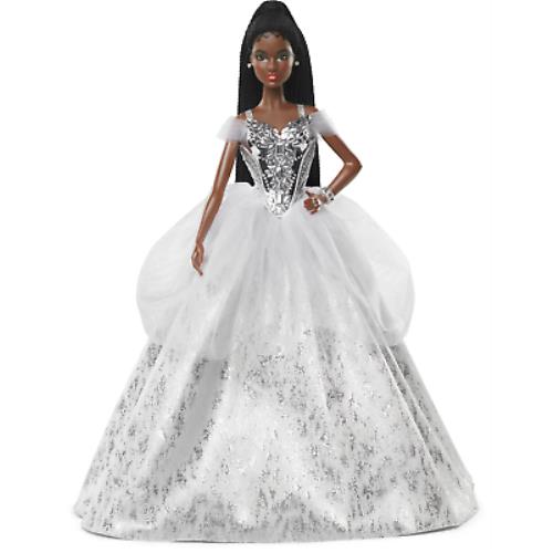 Barbie Signature 2021 Holiday Barbie Doll 12-inch Brunette Braids In Silver G