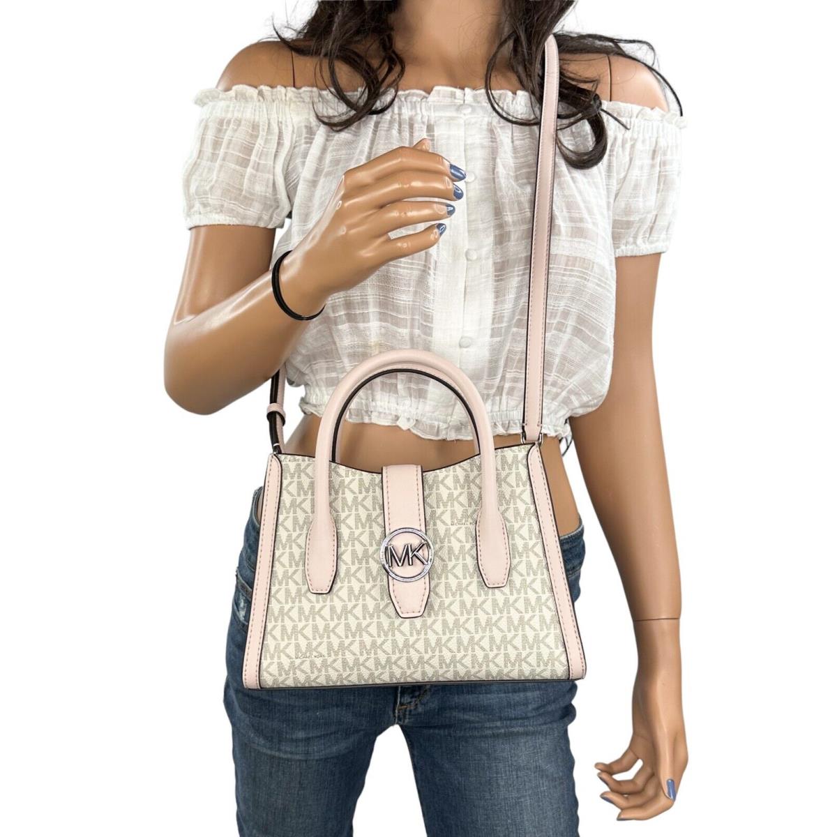 Michael Kors Rose Top Handle Messenger Crossbody Vanilla MK Blush Pink –  Gaby's Bags