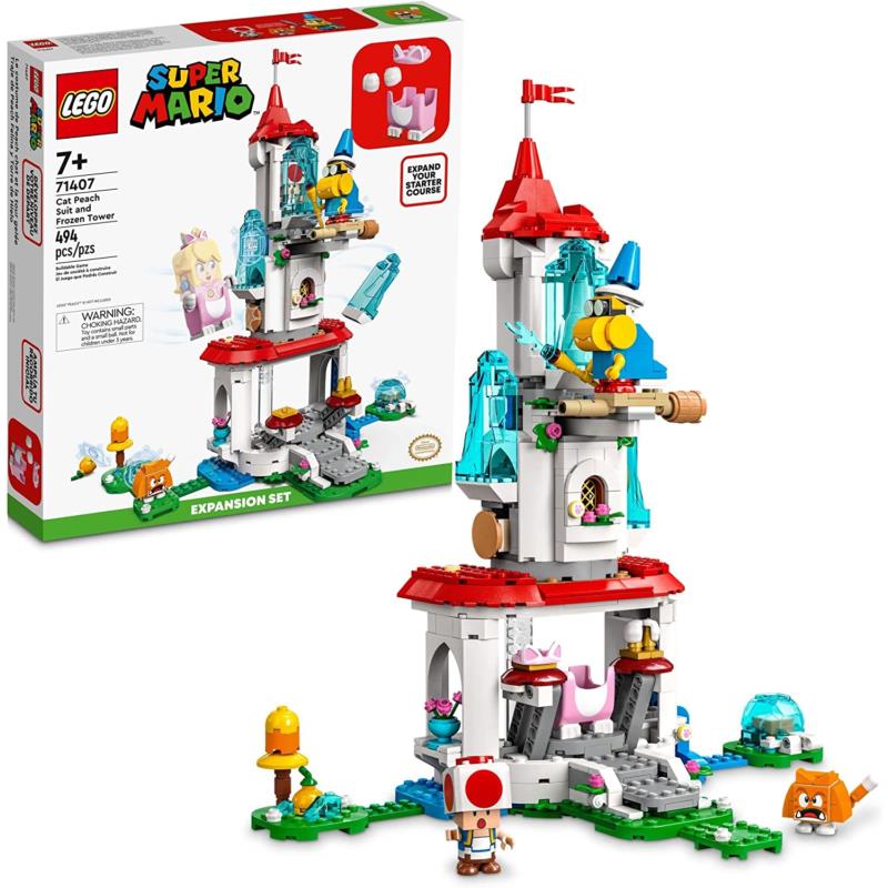 Lego Super Mario Cat Peach Suit Frozen Tower Expansion Set 71407 Building Toy