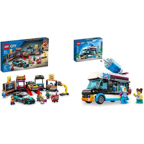 Lego City Custom Car Garage 60389 Toy Set Mechanic Workshop and 4 Minifigures