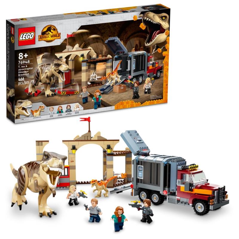 Lego Jurassic World T. Rex Atrociraptor Dinosaur Breakout 76948 Dino Toy Set