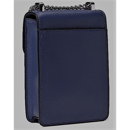 Dkny Elissa North South Crossbody Indigo-blue Leather Signature Logo Charm Phone