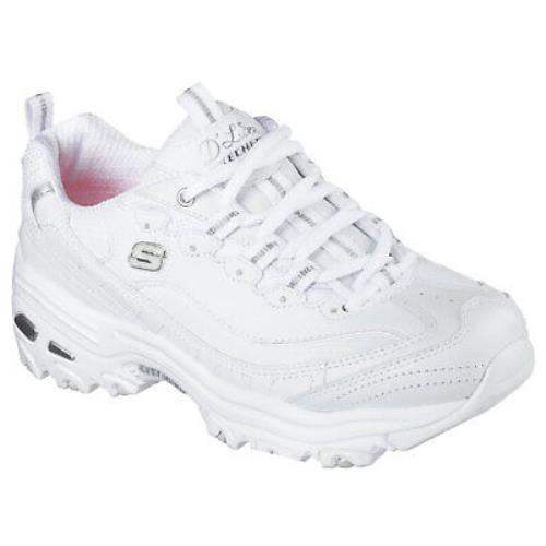 Skechers Women`s D`lites Low Top Sneaker Shoes White Footwear Active