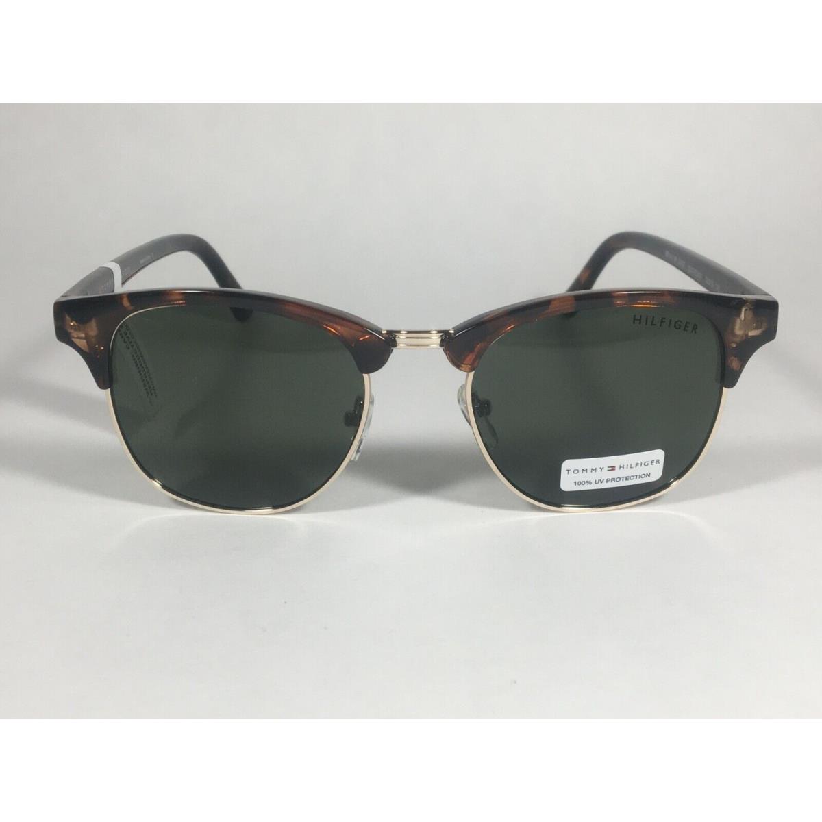 Tommy Hilfiger Bryan MP OU107 Square Club Sunglasses Brown Tortoise Green Lens