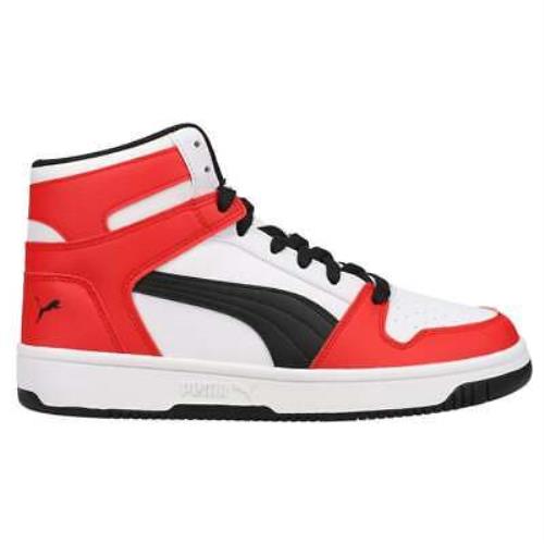 Puma Rebound Layup High Top Mens Red White Sneakers Casual Shoes 386438-14