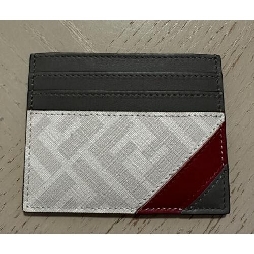 Fendi Logo Print Leather Card Case Wallet Cream/red/gray Italy