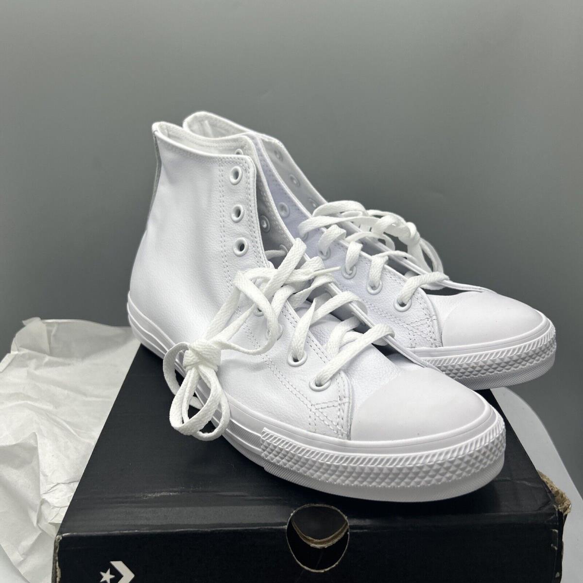 Converse Chuck Taylor M10.5 W12.5 All Star Hi Top Leather Trainer White 1T406 - White, Manufacturer: White Monochrome