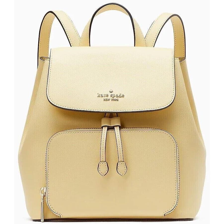 Kate Spade Kristi Medium Flap Backpack Butter Grain Leather Bag KA695 New