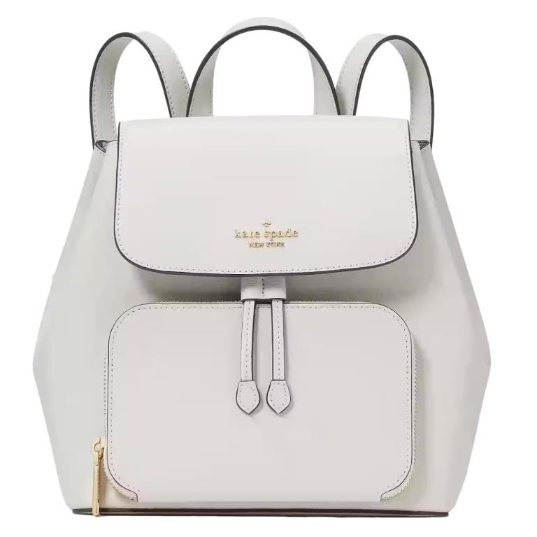 Kate Spade New York Kristi Medium Flap Backpack KA695 Grain Leather Quill Grey