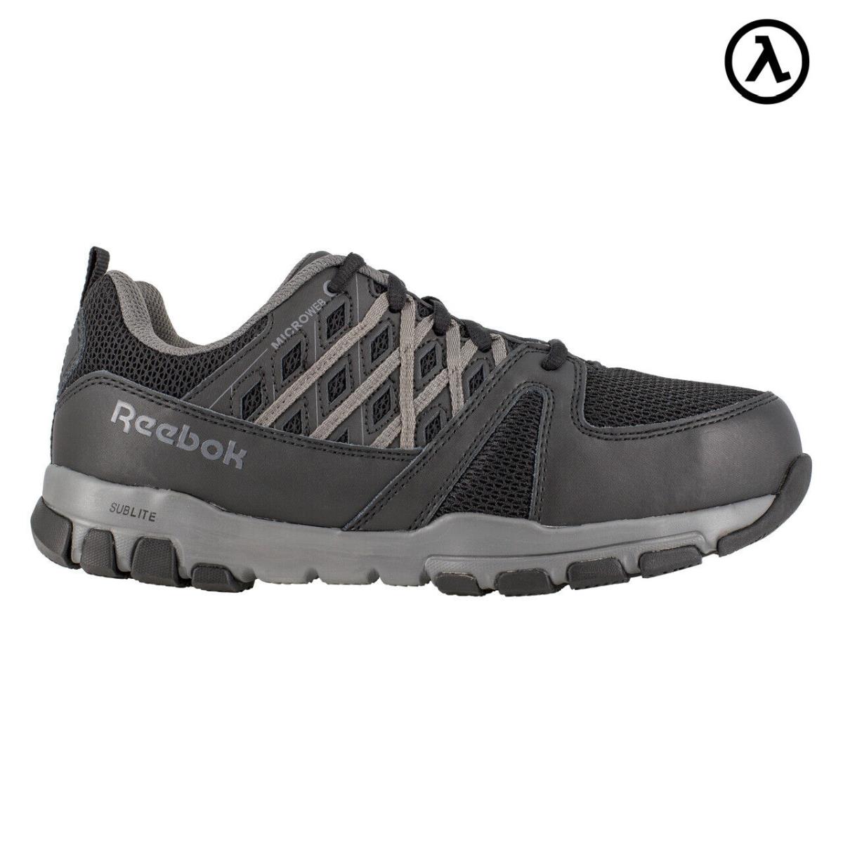 Reebok Sublite Work Women`s Athletic Shoe Black with Grey Trim Boots RB416 6