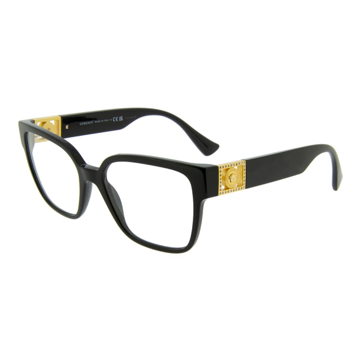 Versace Eyeglasses Mod. 3329-B GB1 54-17 145 Black Gold Frames W/crystals
