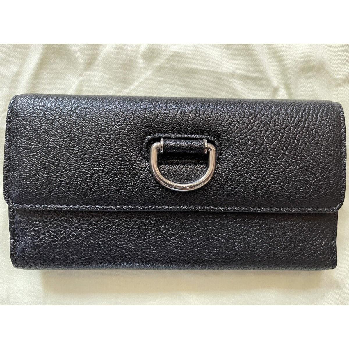 Burberry Highbury Pebbled Leather D - Ring Wallet Made IN Italy