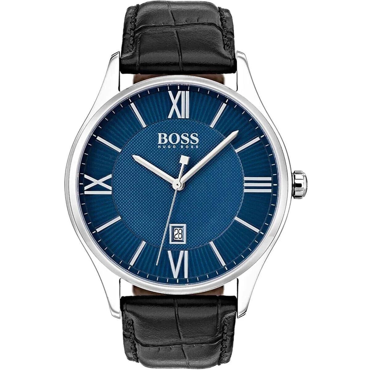 Hugo Boss Governor Black Leather Strap Blue Dial Men s Watch 1513553