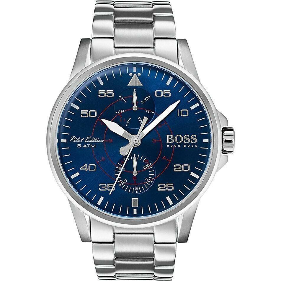 Hugo Boss Aviator Day and Date Blue Dial Stainless Steel Men s Watch 1513519