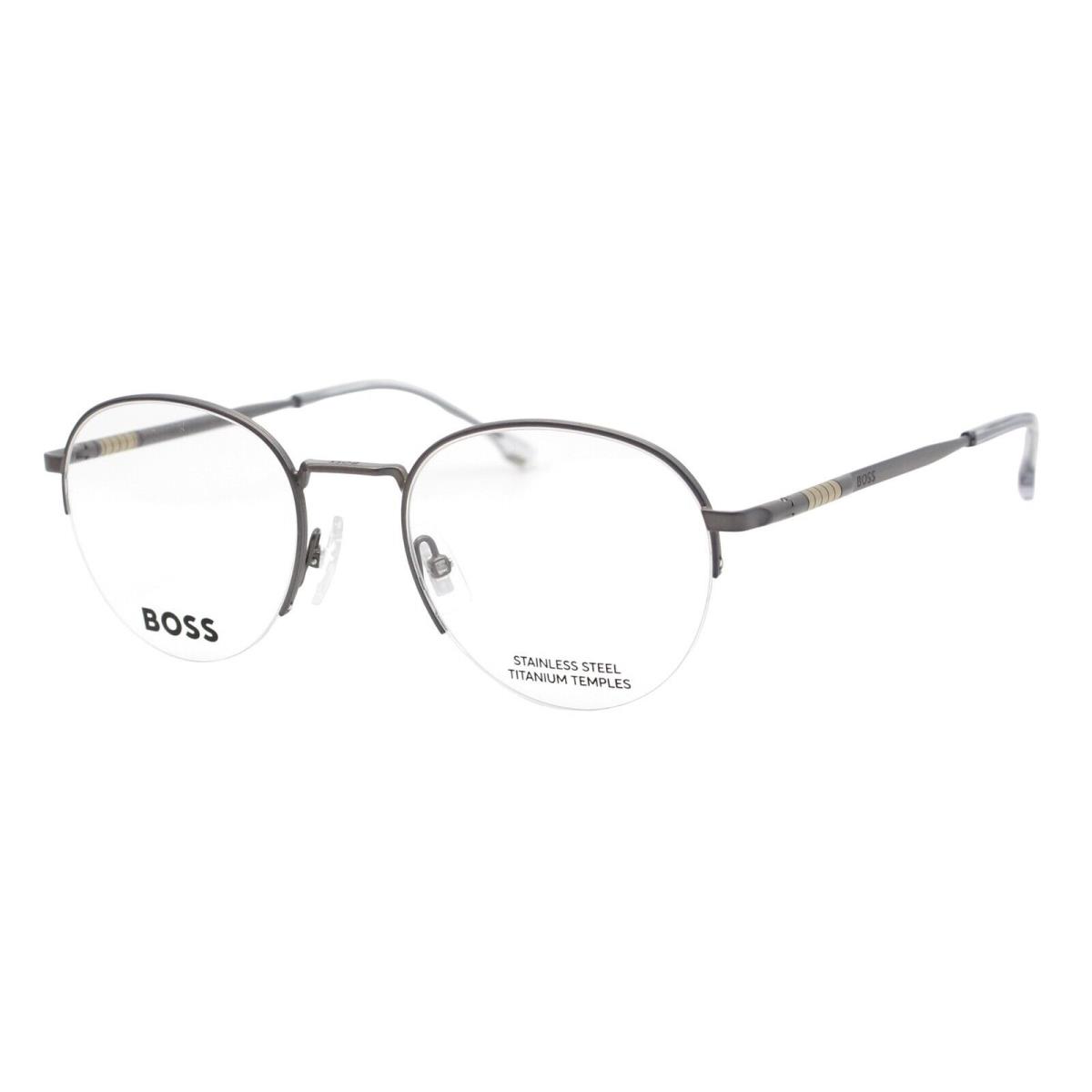 Hugo Boss 1448 R81 Matte Gray Men s Half Rim Eyeglasses 51-21-145 W/case - Frame: Gray