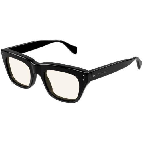 Gucci Men`s Sunglasses Black Acetate Square Frame Clear Lens GG1365SA 001