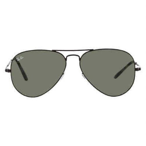 Ray Ban Aviator Metal II Green Classic G-15 Unisex Sunglasses RB3689 914831 58 - Frame: Black, Lens: Green