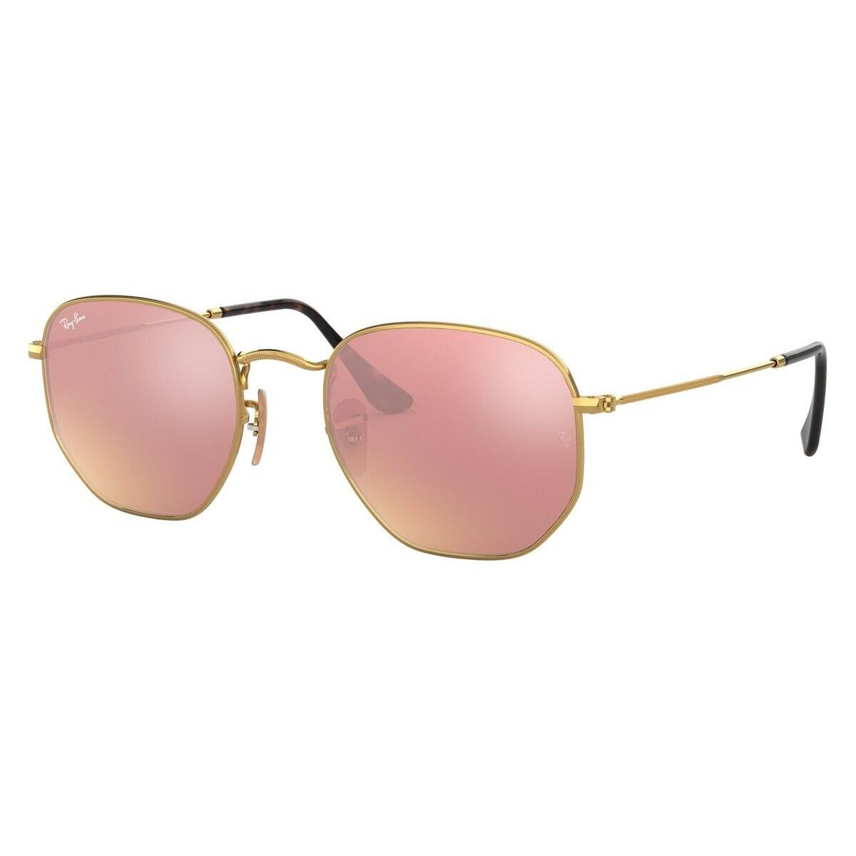 Ray-ban Women`s Hexagonal Flat Lens Sunglasses RB3548N 001/Z2 - Frame: Gold, Lens: Copper