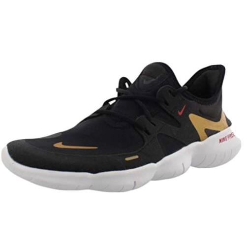 Nike Womens Free RN 5.0 Running Shoes Black/anthracite/metallic Gold 6 US - Gray