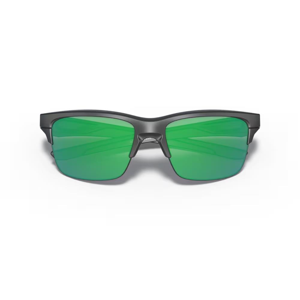 Oakley Men`s Thinlink Lens Matte Black Jade Green Iridium Sunglasses - Frame: Black, Lens: Jade Green Iridium