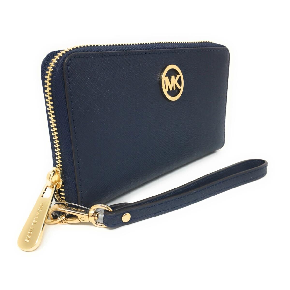 Michael Kors Fulton Large Flat Multifunction Phone Case Wristlet - Navy Leather