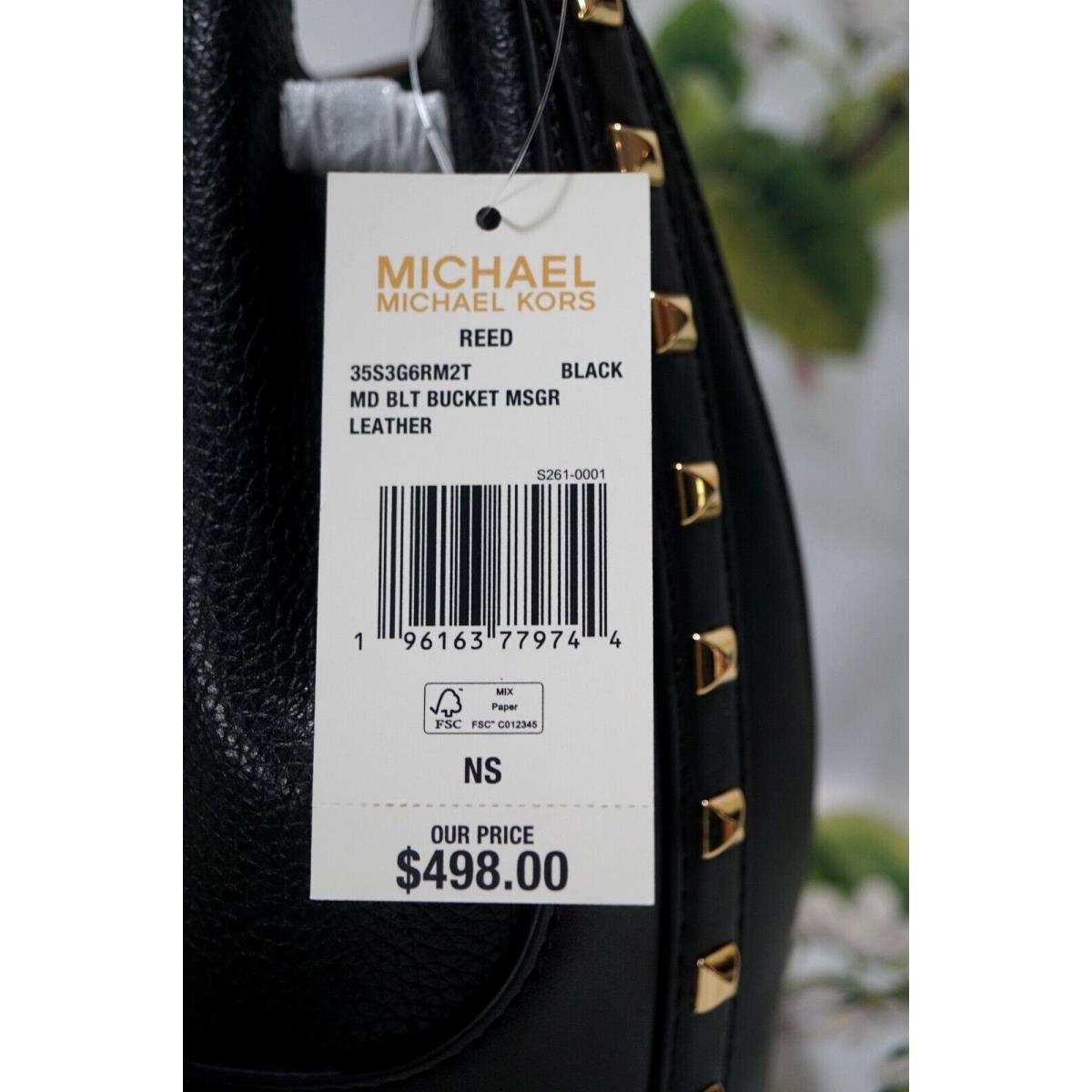 Michael Kors Reed Medium Studded Belt Bucket X-body Handbag In Black  Leather | Fash Brands