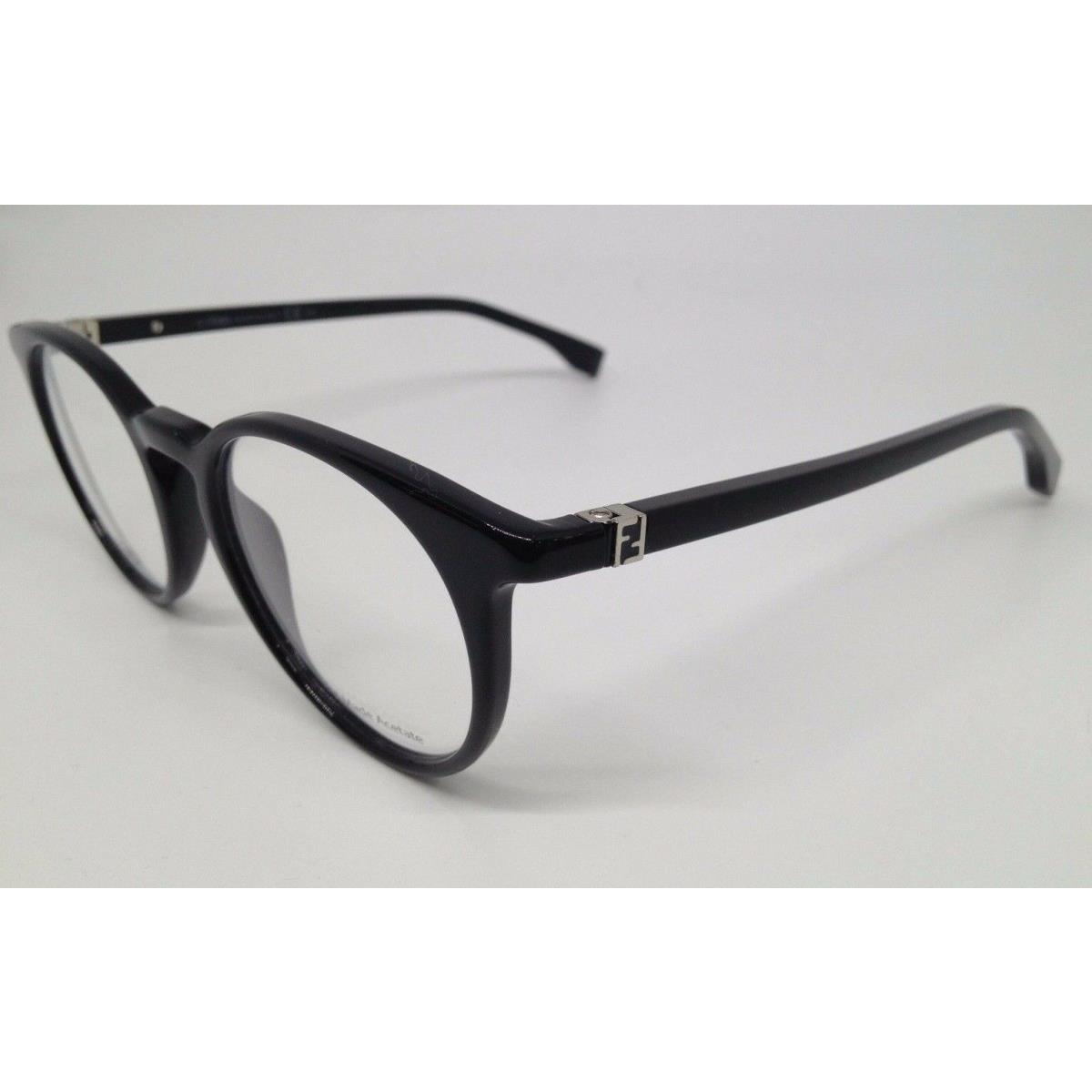 Fendi FF 0112 Black 807 Round Plastic Eyeglasses Frame 48-20-135 Italy