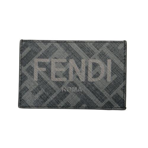 Fendi Unisex Leather Logo Print Credit Card Case Holder