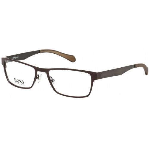 Hugo Boss Men`s Eyeglasses Clear Lens Stainless Steel Rectangular 0873 005N 00 - Frame: Matte Brown Grey, Lens: