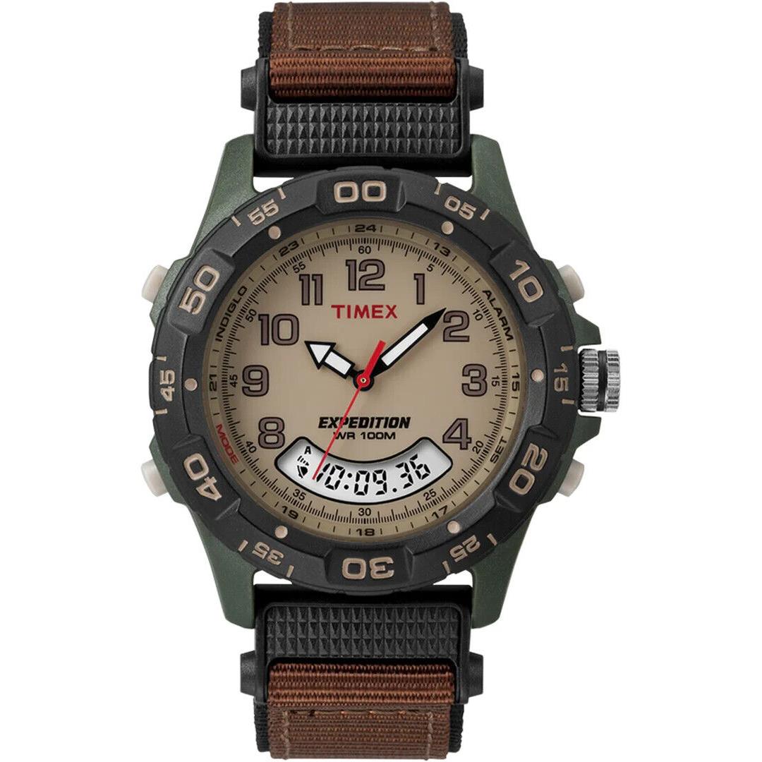 Timex Expedition T45181 Men`s Quartz Watch Analog/digital Brown Nylon Strap