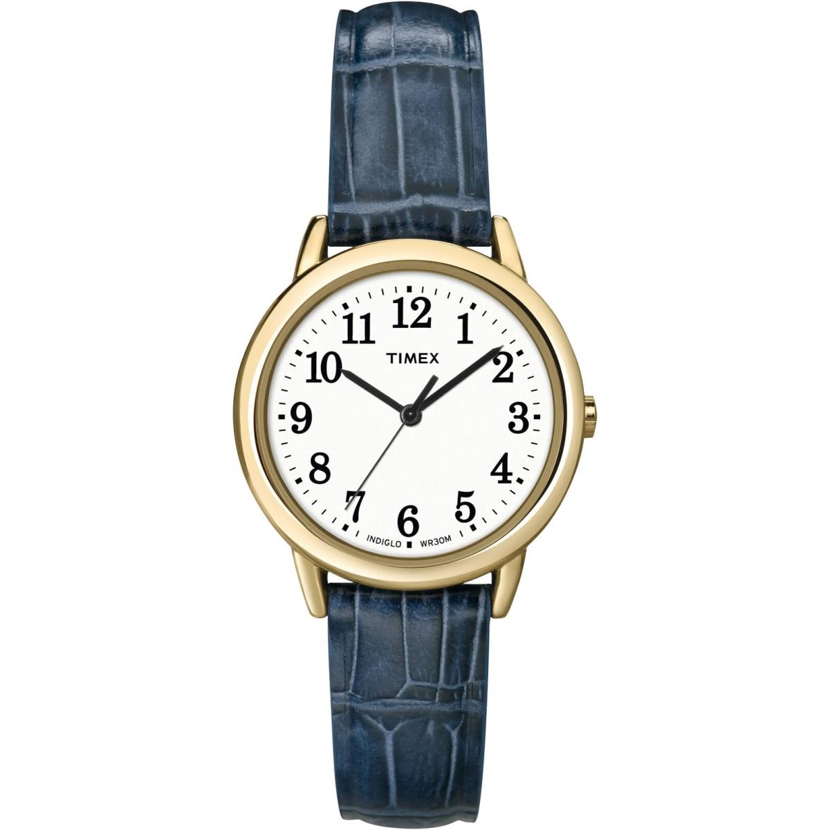 Timex T2N954 Women`s Elevated Classics Gold-tone Blue Leather Strap Watch