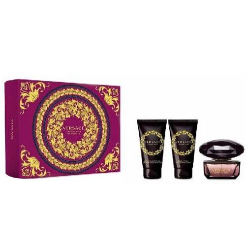 Versace Crystal Noir 3pc Gift Set Perfume 1.7 oz + Body Lotion + Shower Gel