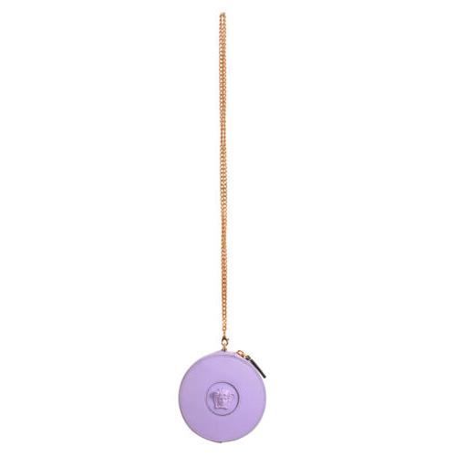 Versace Women`s Lilac Leather Round Gold Chain Strap Mini Shoulder Bag