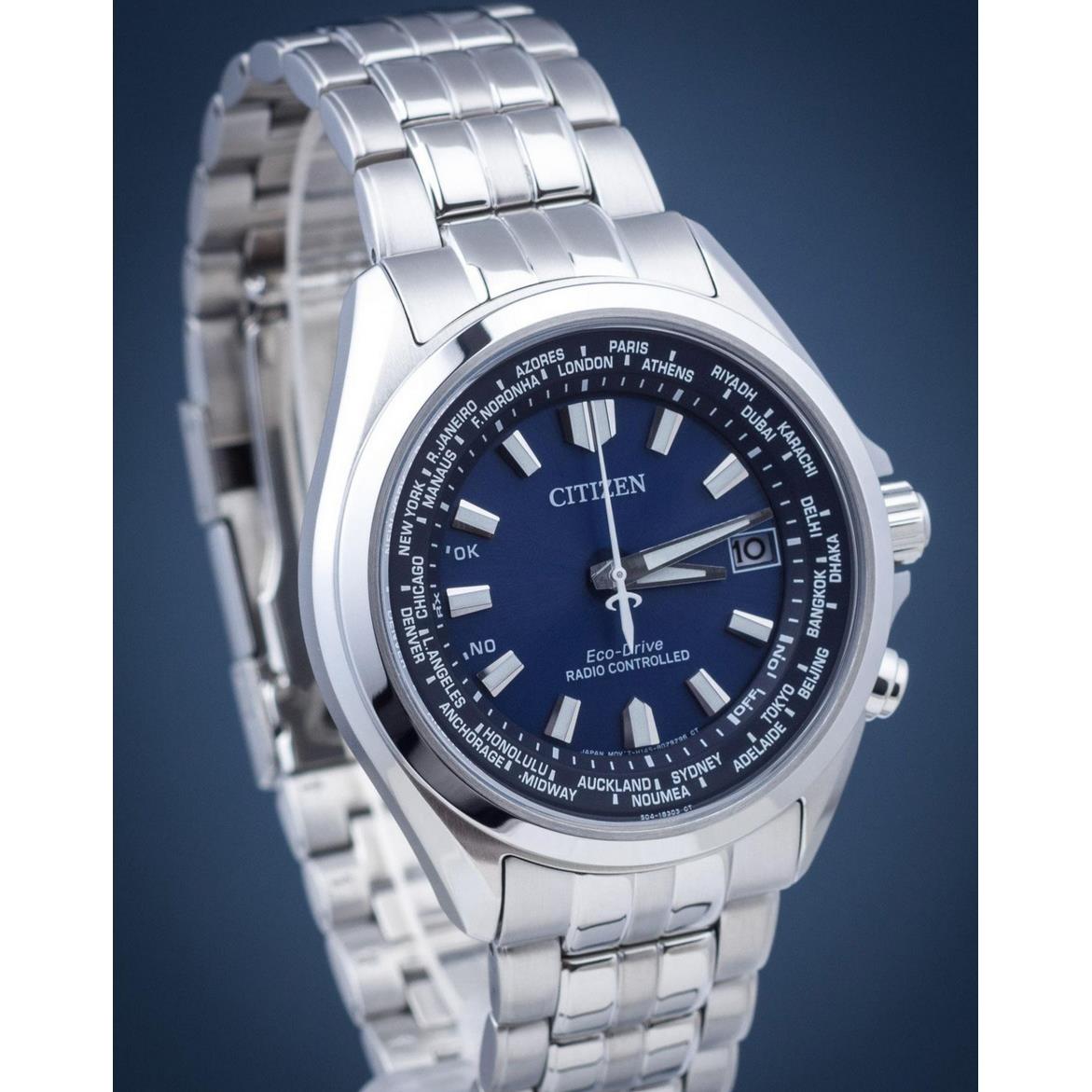 Citizen CB0220-85L Blue Dial Radio Controlled World Time Men`s Eco-drive Watch