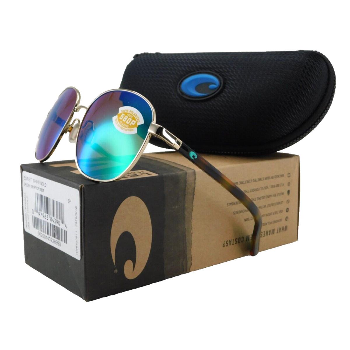 Costa Del Mar Egret Polarized Sunglasses Shiny Gold / 580P Green Mirror Lens - Frame: Shiny Gold, Lens: 580P Green Mirror