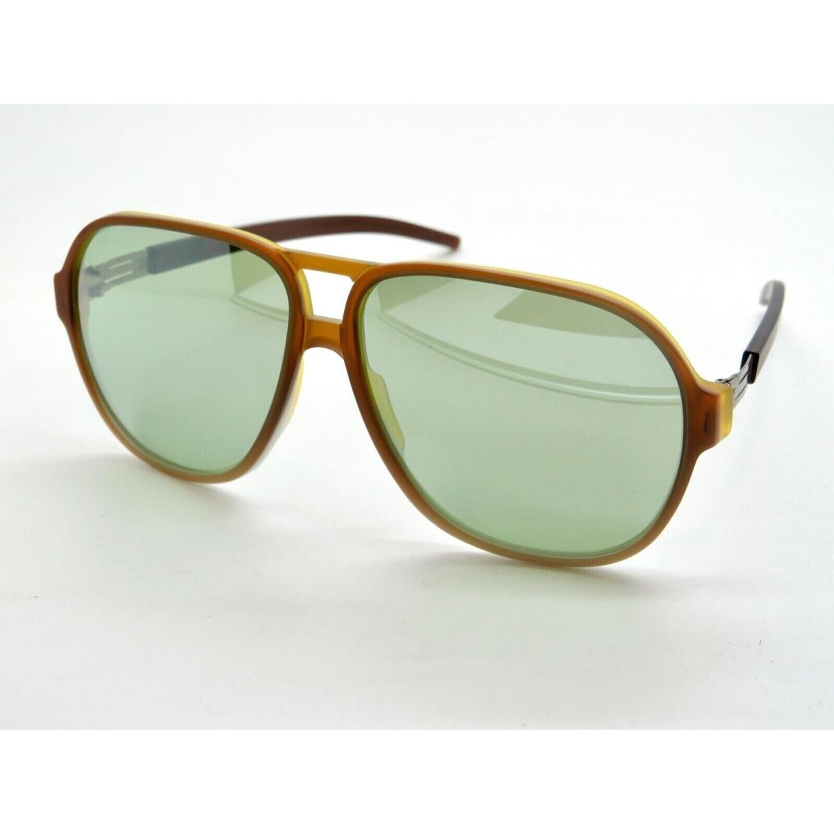 IC Berlin Model Justin H Bronze Frame Green Mirrored Lens Sunglasses 59MM