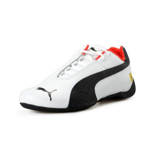 Puma X Scuderia Ferrari SF Future Cat Jr Black White Leather Sneakers Shoes - Black & White