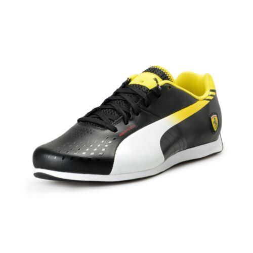 Puma X Scuderia Ferrari Evospeed 1.3Lo SF Leather Sneakers Shoes - Black/Yellow/White