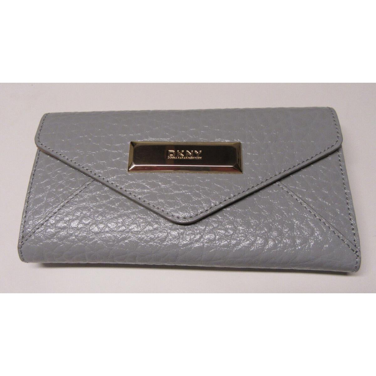 Dkny Beekman French Grain Leather Trifold Wallet Light Grey