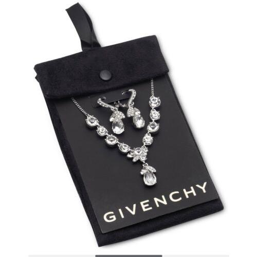 Givenchy Silver Tone Necklace Earrings INC671