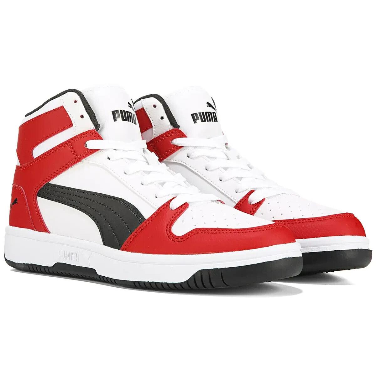 Puma Rebound Layup SL Basketball Shoes Mens Sz 11 Red Black White Mid Top - Multicolor