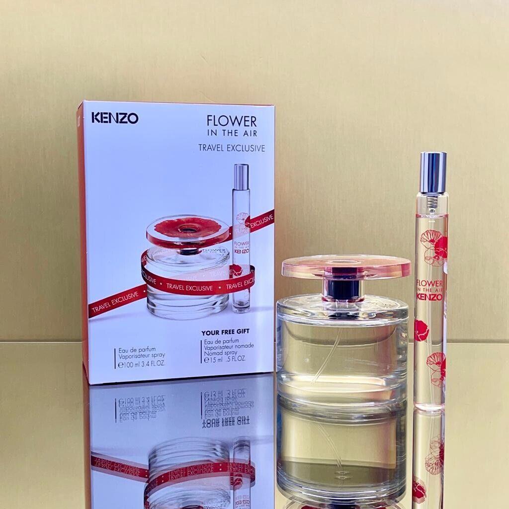 Kenzo Flower IN The Air 2pc Women Set 3.4oz Edp Spr + 15ml Spr Pen Mini BU49