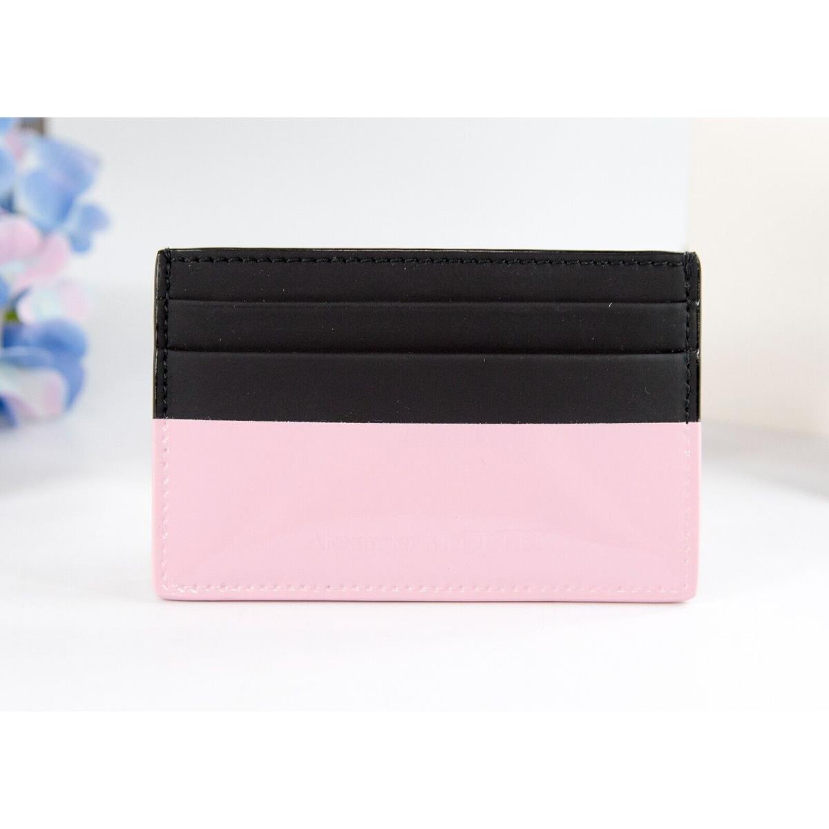 Alexander Mcqueen Black Ice Pink Leather Card Case Holder