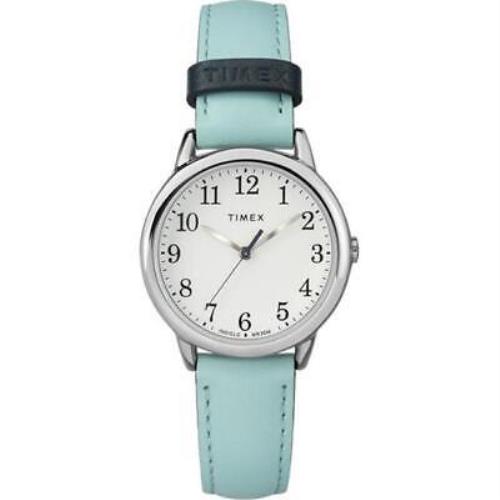 Timex TW2R629009J Womens Easy Reader Small -tone Leather Strap Watch Blue