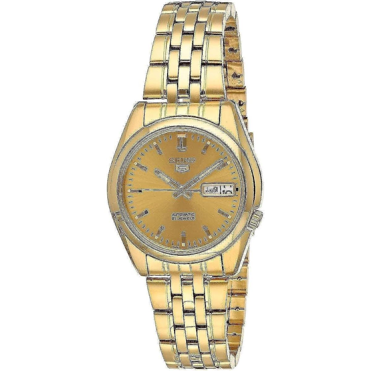 Seiko Men`s SNK366K 5 Automatic Gold Dial Gold-tone Stainless Steel Watch