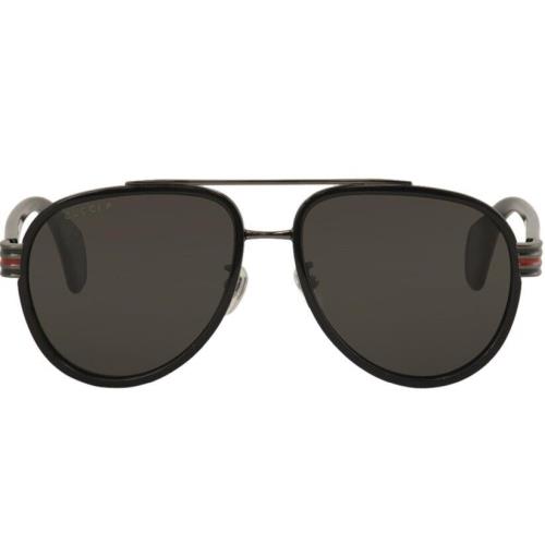 Gucci GG 0447S 001 Black/grey Polarized Oversized Oval Men`s Sunglasses