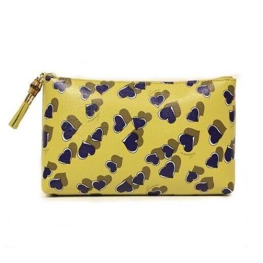 Gucci Women`s Yellow Leather Heartbeat Pouch Clutch Bag Designer Italy
