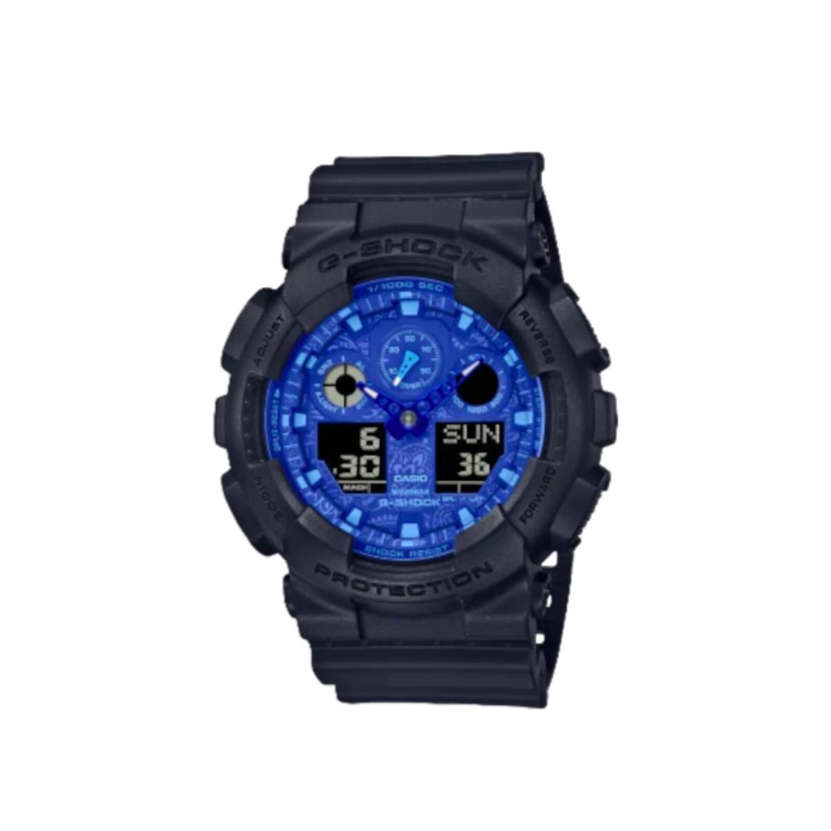 Casio G-shock GA100BP Analog-digital Resin Black/blue Watch GA100BP-1A