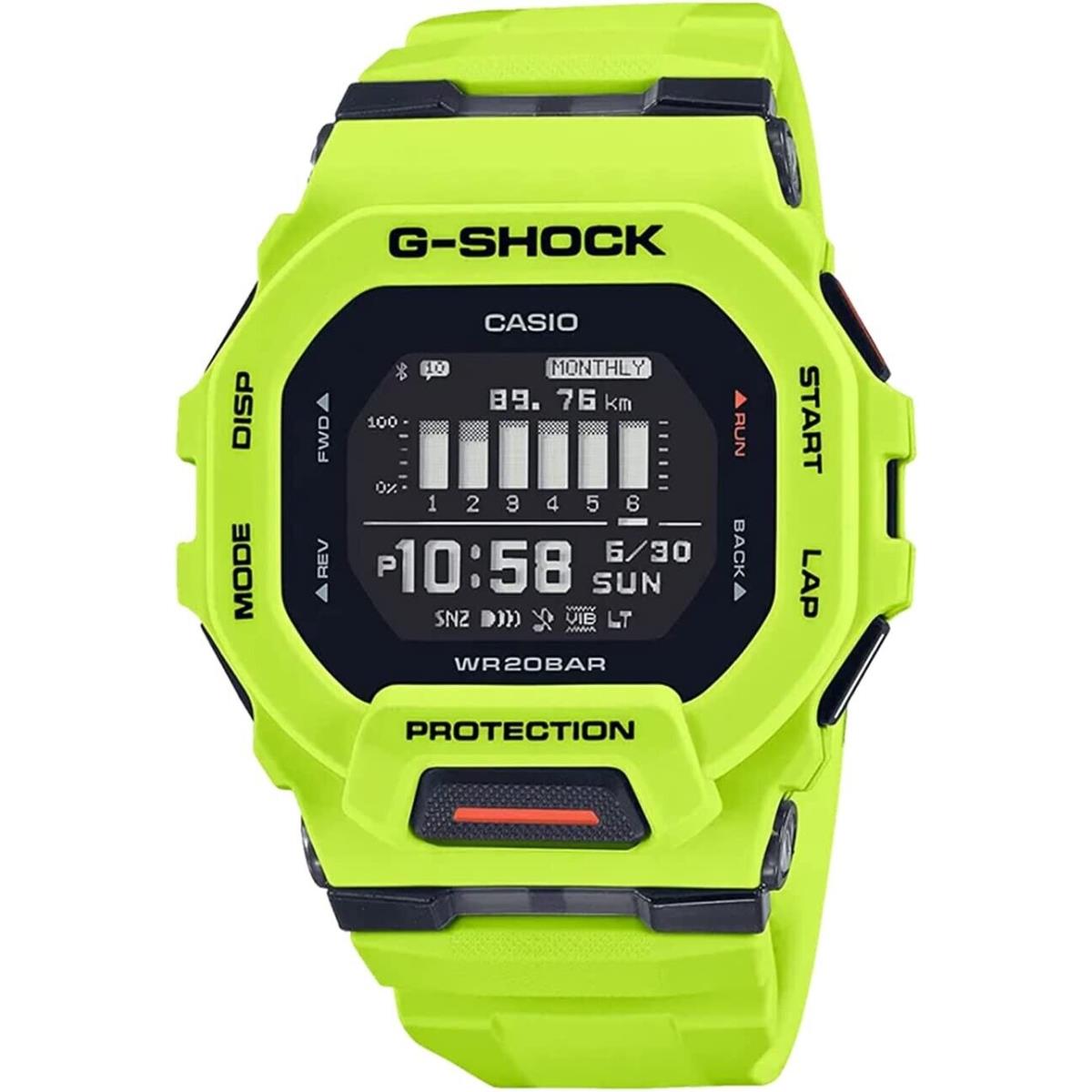 Casio G-shock Digital Connected Lime Green Resin Strap Fitness Watch GBD200-9