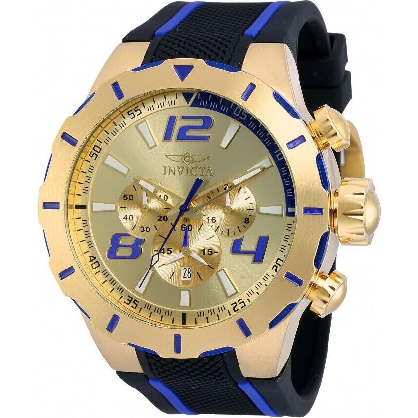 Invicta 20107 Mens S1 Rally 52 mm Chronograph Gold Case Black Strap Watch